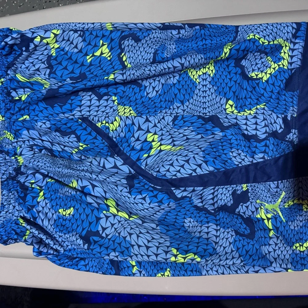Jordan Blue and Neon Green Athletic Shorts - Picture 2 of 5